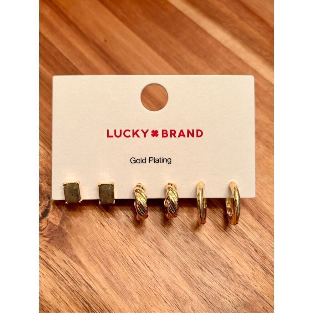 Lucky Brand | Gold Plated Set of 3 Earrings